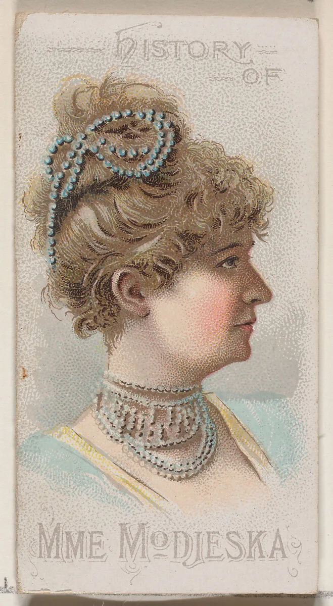 History of Helena Modjeska, from the Histories of Poor Boys and Famous People series of booklets (N79) for Duke brand cigarettes — W. Duke, Sons & Co.|Knapp & Company