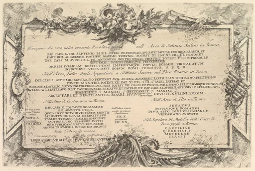Plate 3: Inscriptions on Antiquities outside Rome with Index of Plates, from "Antichità Romane de' Tempi della Repubblica, e de' primi Imperatori"