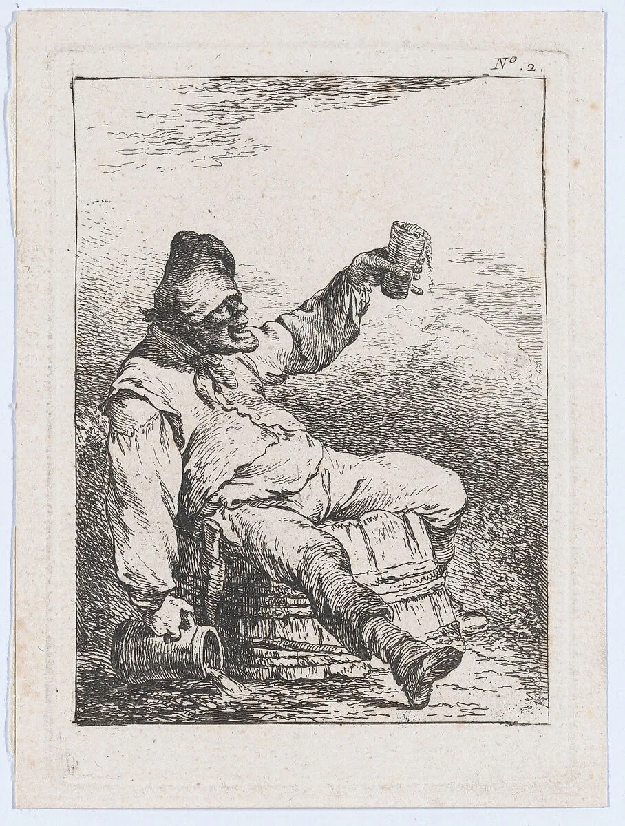 Drunkard Lifting a Beer — Philippe Jacques de Loutherbourg