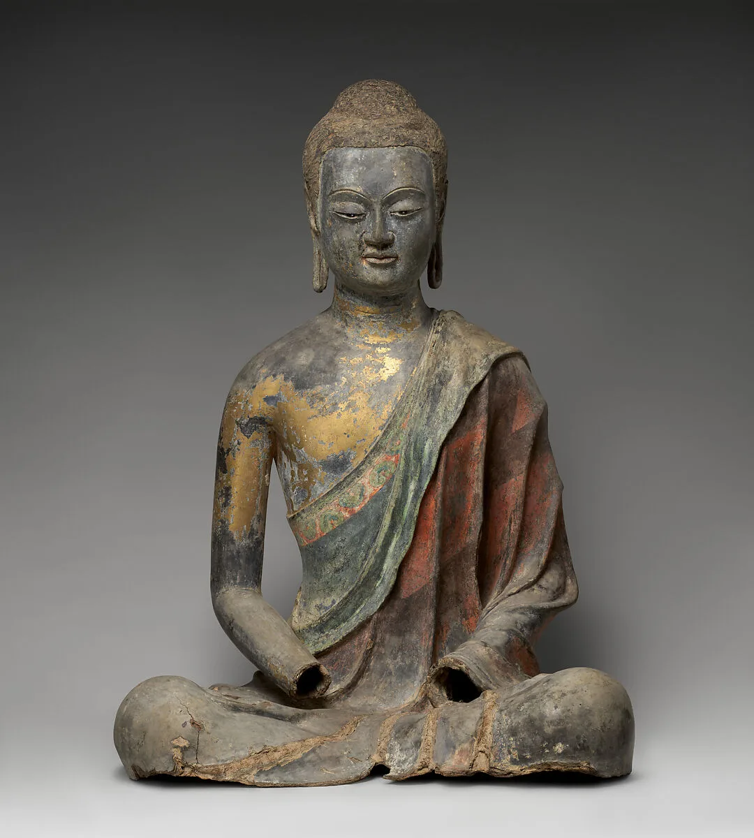 唐 彩繪塗金夾紵漆阿彌陀佛像|Buddha, probably Amitabha — Unknown