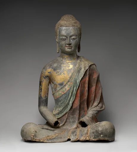 唐 彩繪塗金夾紵漆阿彌陀佛像|Buddha, probably Amitabha