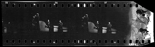 [Three 35mm Film Frames: Play Rehearsal Scene]