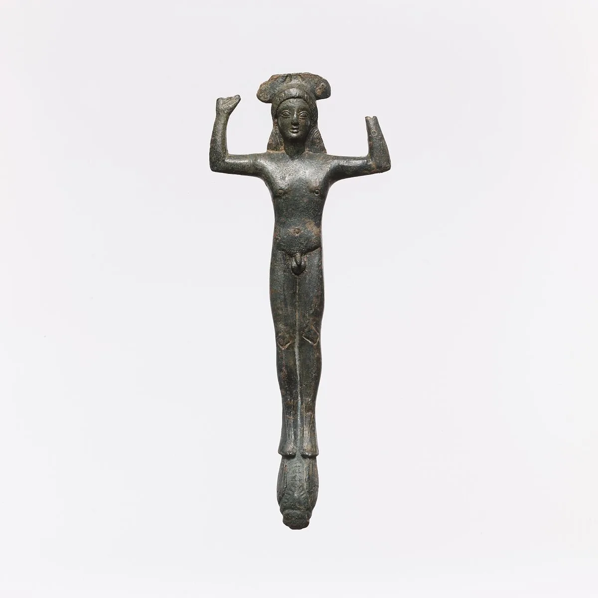 Bronze handle of a patera (shallow basin) in the form of a youth — Unknown