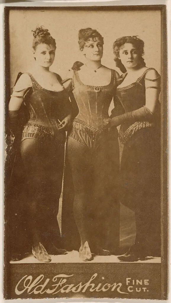 Three actresses, from the Actresses series (N664) promoting Old Fashion Fine Cut Tobacco — Unknown