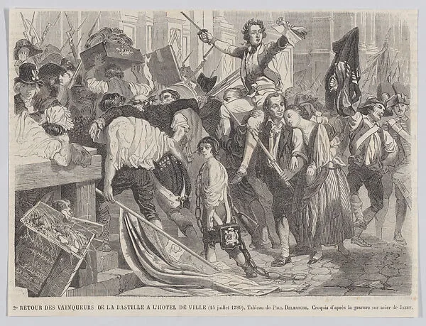 Return of the conquerors of the Bastille to the City Hall, 14 July 1789, from "Le Journal Illustré" — Paul (Hippolyte) Delaroche|Alexandre Jean Louis Jazet|Louis Paul Pierre Dumont