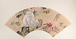 近代 曹克家 雙貓圖 扇面|Two Cats — Cao Kejia