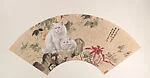 近代 曹克家 雙貓圖 扇面|Two Cats