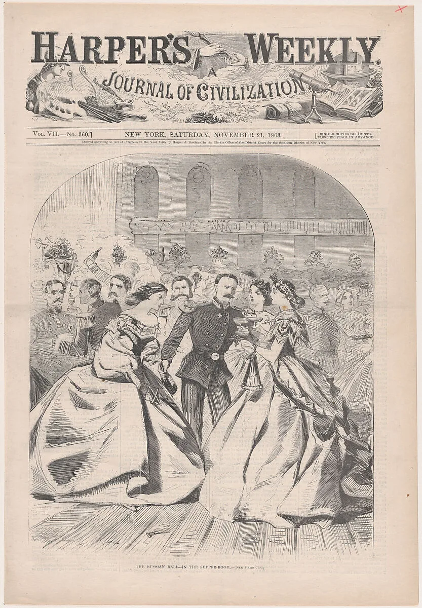 The Russian Ball – In the Supper Room (from "Harper's Weekly," Vol. VII) — Winslow Homer|Harper's Weekly|Harper & Brothers
