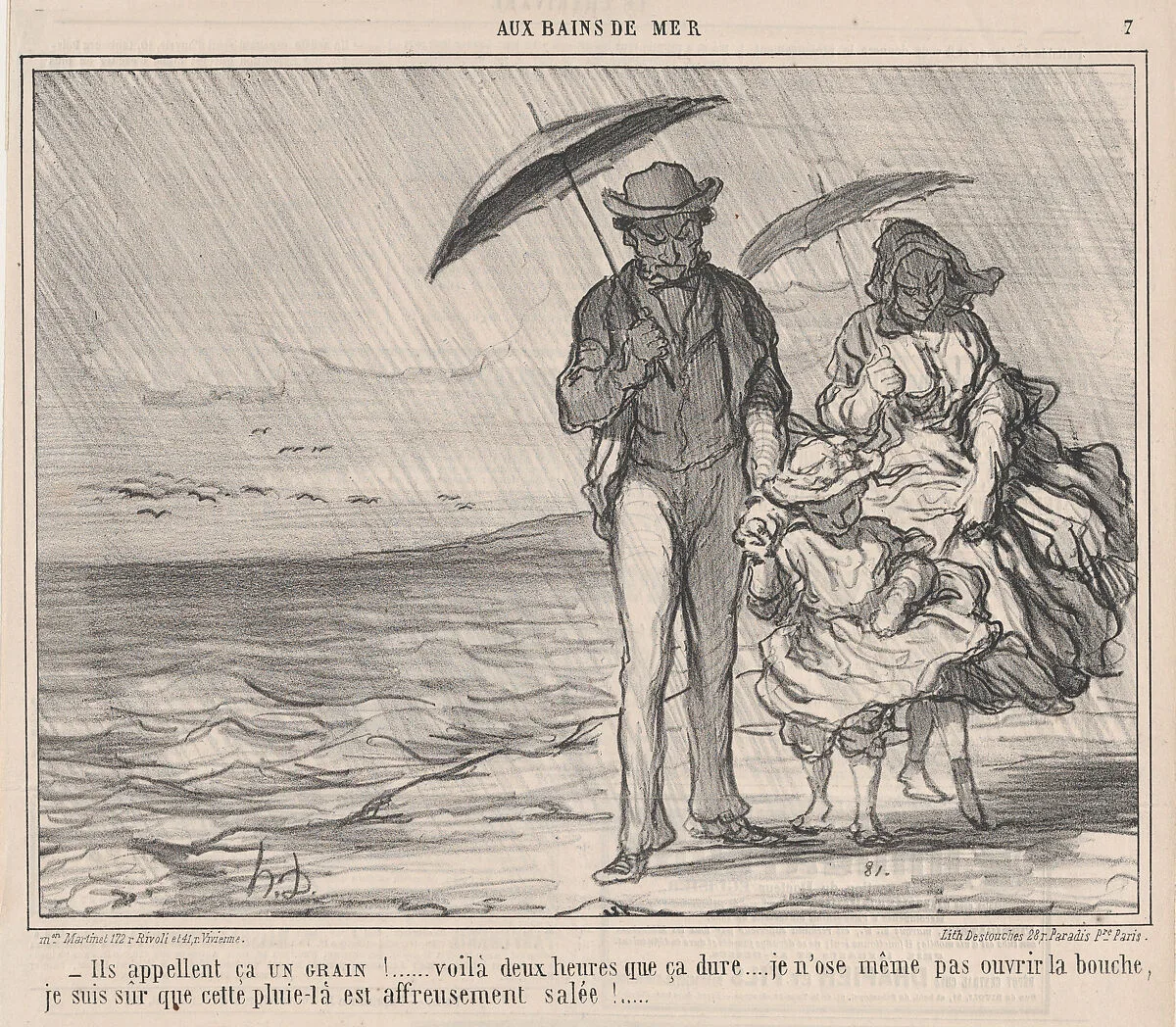 Ils appellent ça UN GRAIN!..., from Aux Bains de Mer, published in Le Charivari, September 19, 1859 — Aaron Martinet|Honoré Daumier|Destouches