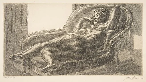 Nude on Chaise Longue by Window
