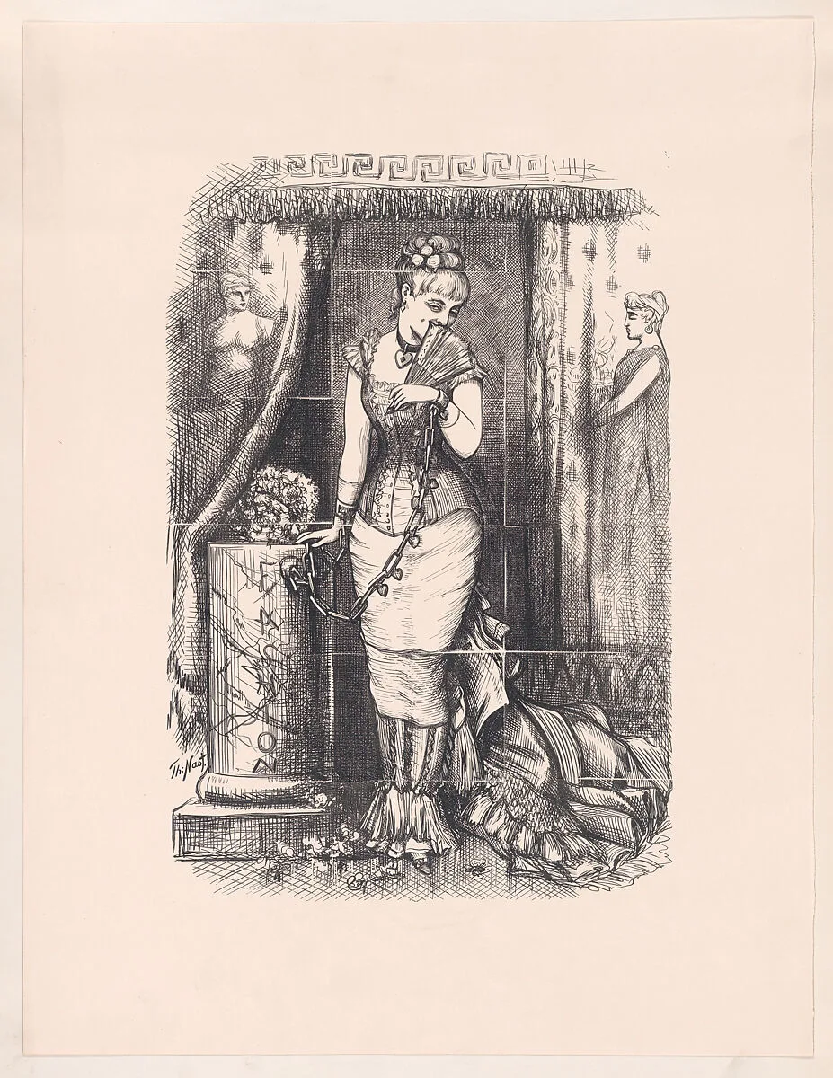 The Slave of Fashion (published in "Harper's Bazar," April 20, 1878) — Thomas Nast