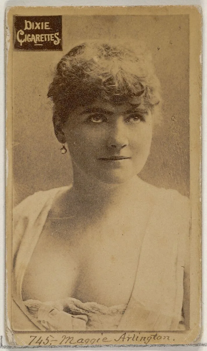 Card 745, Maggie Arlington, from the Actors and Actresses series (N45, Type 7) for Dixie Cigarettes — Allen & Ginter