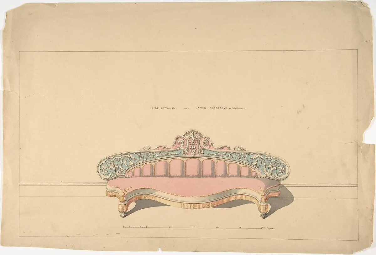 Design for Side Ottoman, Later Arabesque or Morisco Style — Robert William Hume