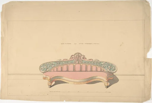 Design for Side Ottoman, Later Arabesque or Morisco Style