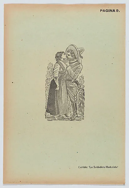 Page 9: a man and woman kissing, from '36 Grabados' (Mexico, 1943) — Arsacio Vanegas Arroyo|José Guadalupe Posada