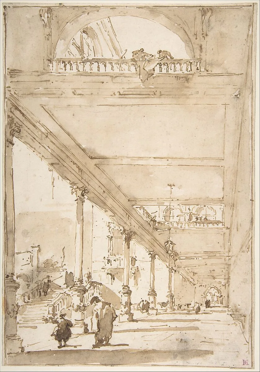 Architectural Capriccio: A Palace Colonnade — Francesco Guardi