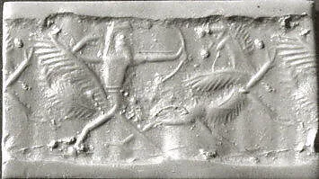 Cylinder seal with monster contest scene — Unknown