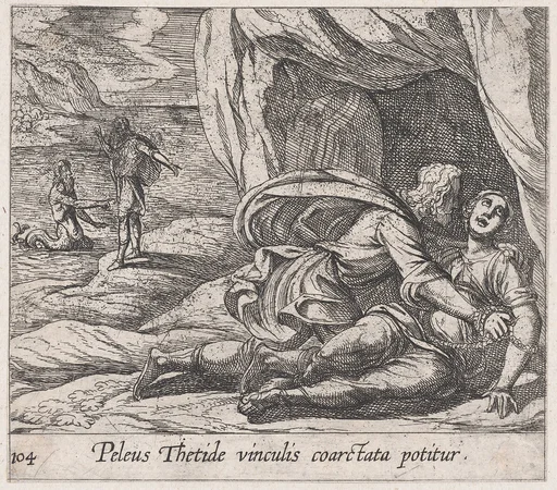 Plate 104: Peleus Embracing Thetis (Peleus Thetide vinculis coarctata potitur), from Ovid's 'Metamorphoses'