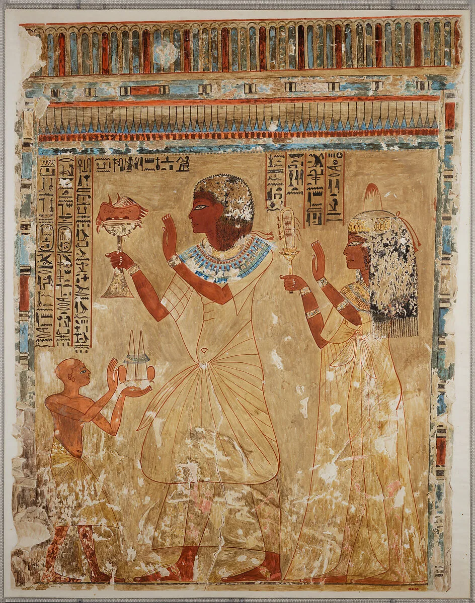 Neferhotep and Wife Offering, Tomb of Neferhotep — Nina de Garis Davies