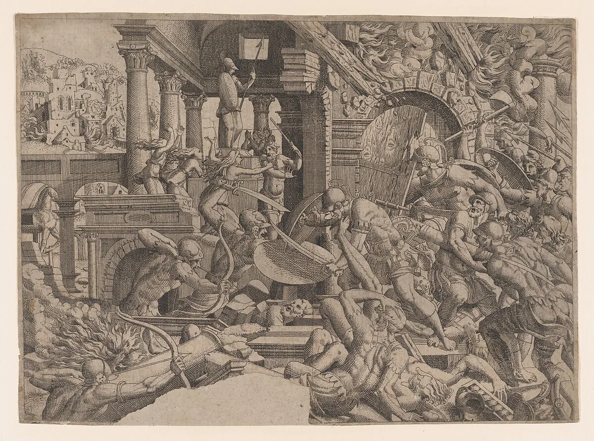 Battle in the Palace of Priam — Jean Mignon|Luca Penni