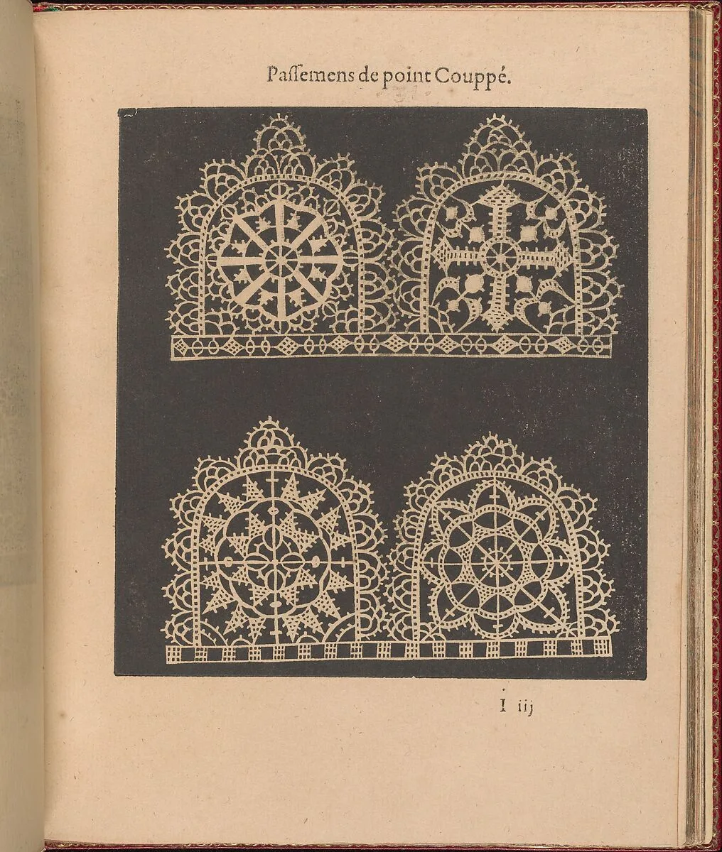 Les Singuliers et Nouveaux Portraicts... page 35 (recto) — Federico de Vinciolo|Jean Le Clerc|Henri III, King of France and Poland|Louise de Lorraine-Vaudemont|Chambolle-Duru