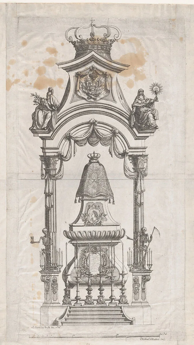 Royal Portugese Funeral Monument (possibly part of a funeral book) — Michel Bouteux