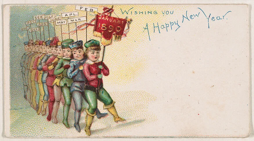 Wishing You a Happy New Year, from the New Years 1890 series (N227) issued by Kinney Bros. — Kinney Brothers Tobacco Company