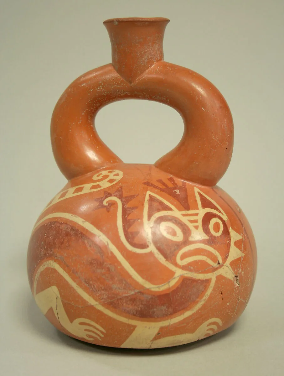 Stirrup Spout Bottle with Felines — Unknown