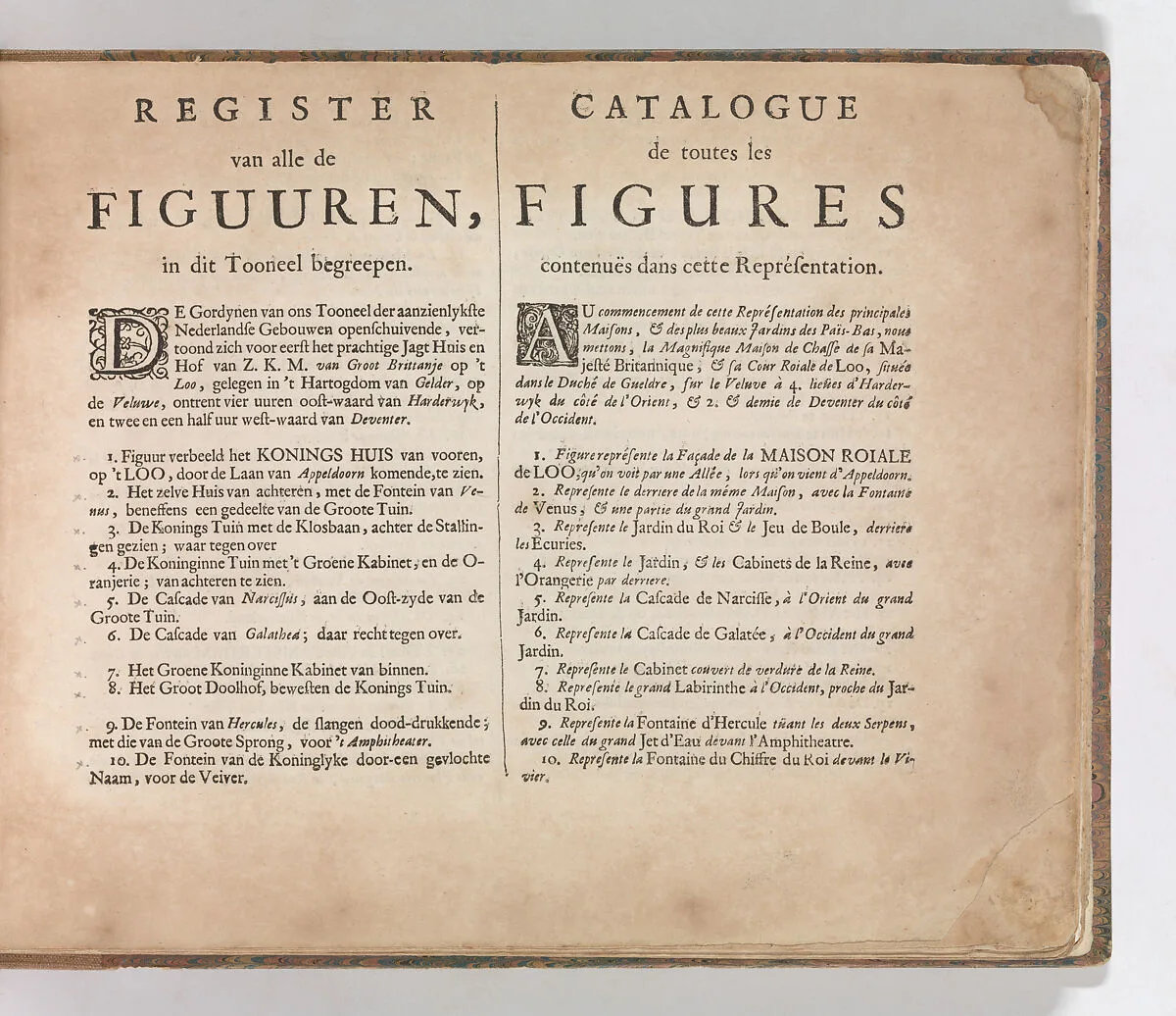 Index to the plates of the 'Tooneel Der Voornaamste Nederlands Huizen, En Lust Hoven, Naar T Leven Afgebeeld' — Carel Allard
