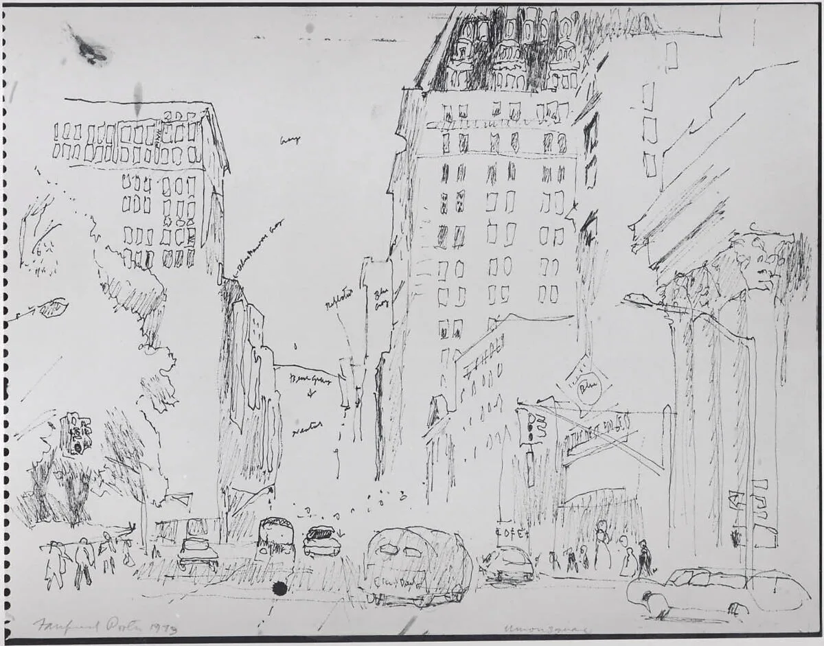 Sketch for the painting "Near Union Square, Looking Up Park Avenue" — Fairfield Porter