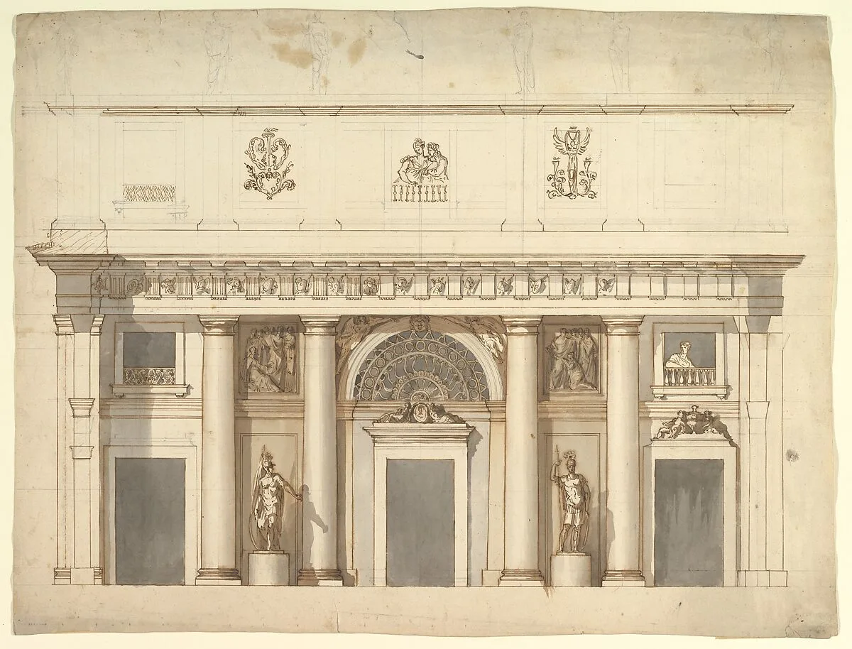 Elevation for a Portico of Doric Order — Anonymous, Italian, 18th or early 19th century