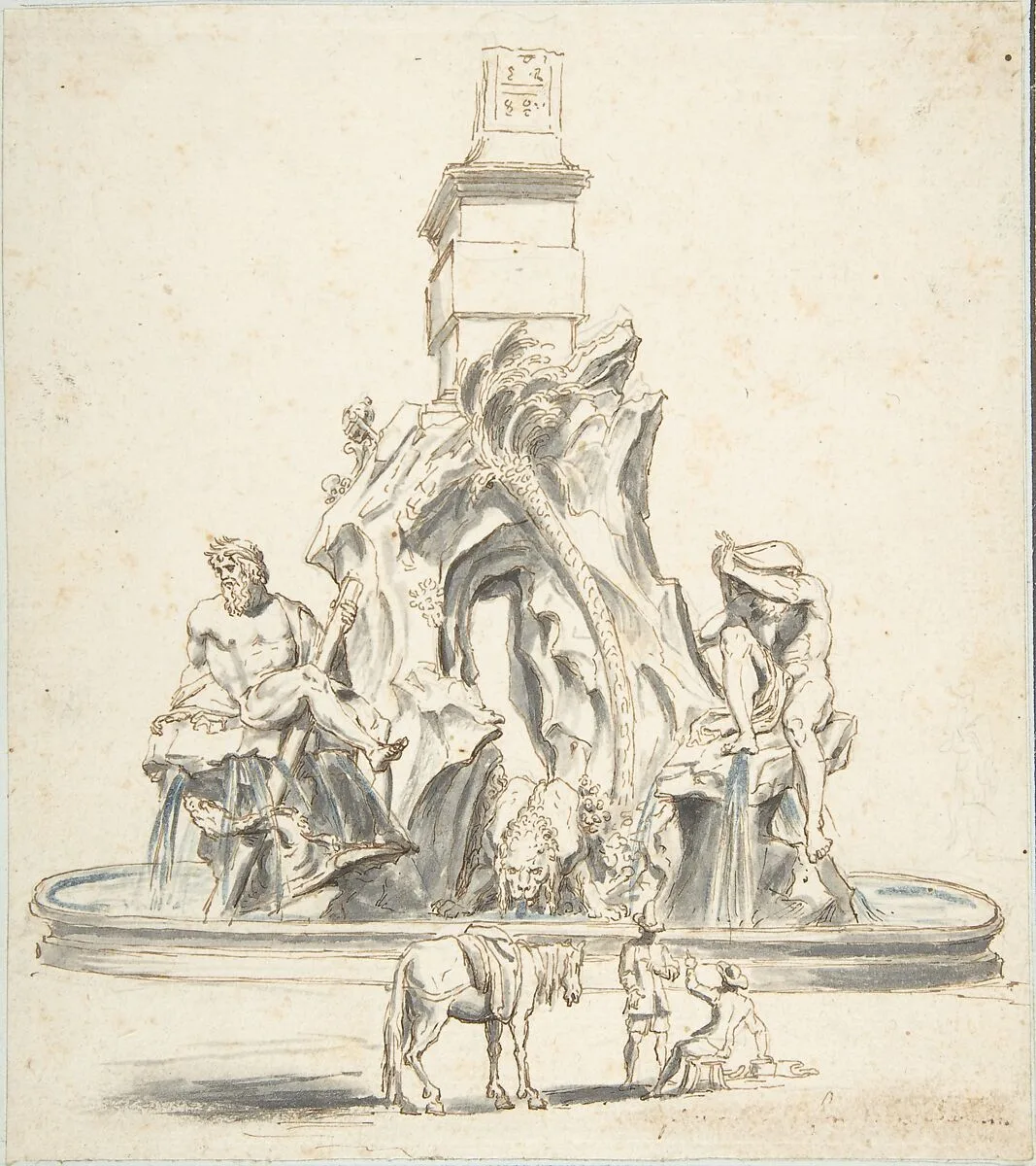 Bernini's Fountain of the Four Rivers in Piazza Navona, Rome — Giovanni Larciani ("Master of the Kress Landscapes")