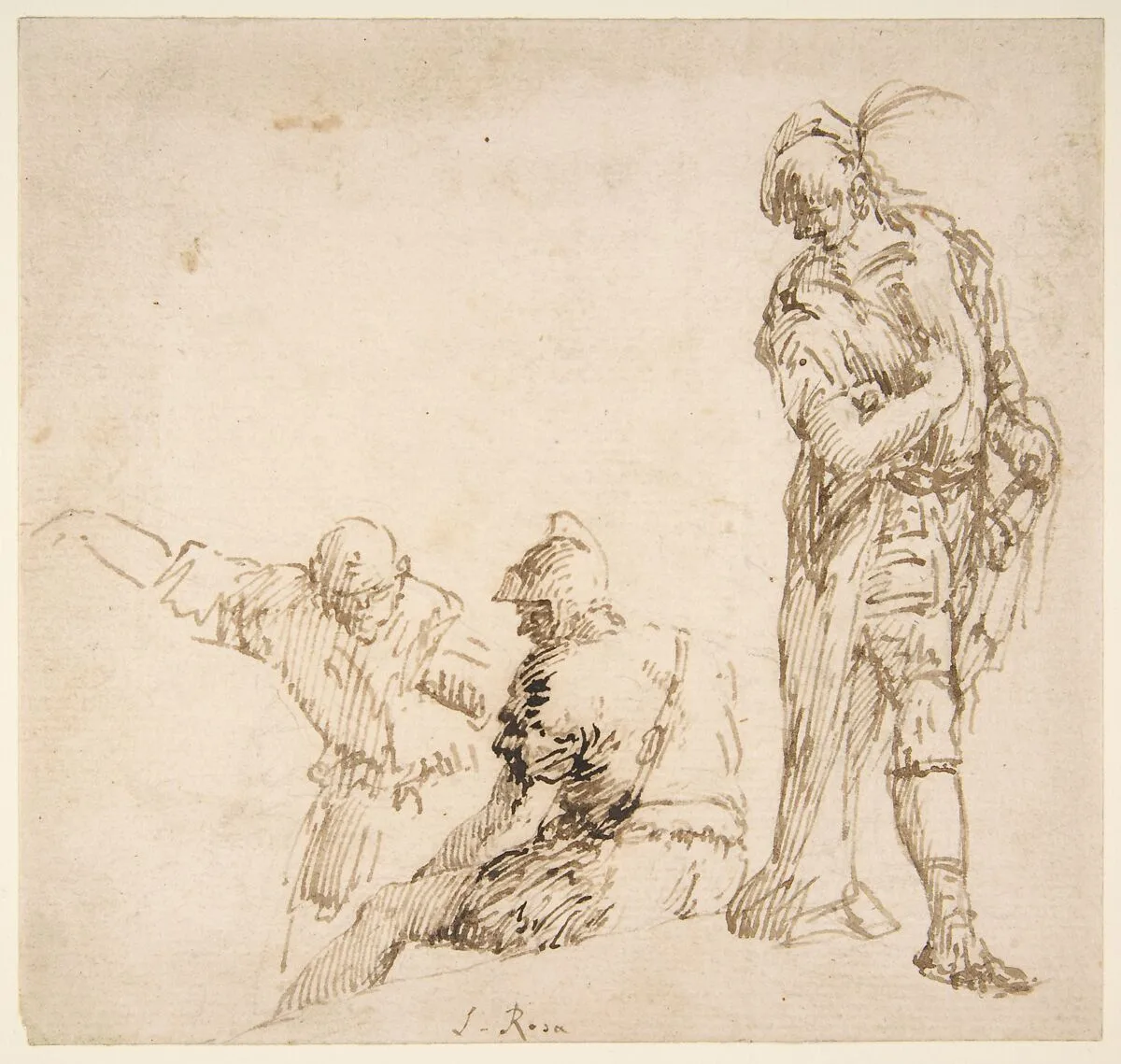 Figure studies: seated and standing men — Salvator Rosa