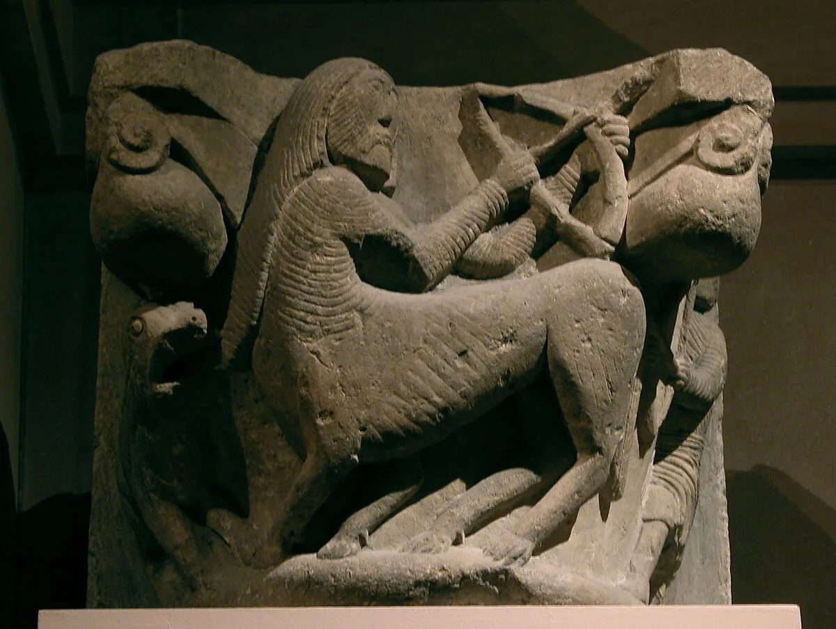 Capital with a Centaur Battling a Man with Bow and Arrow — Unknown