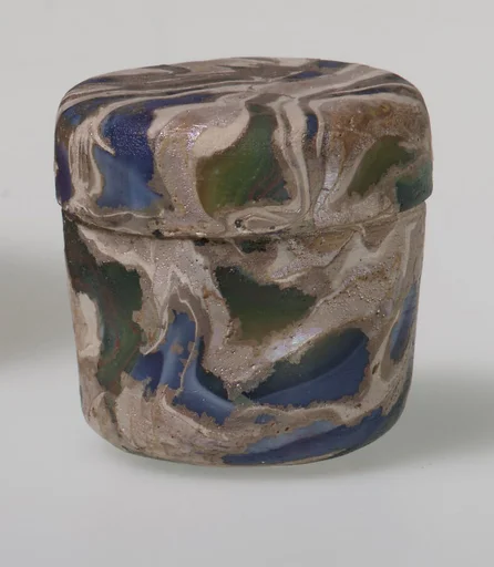 Glass mosaic pyxis with lid
