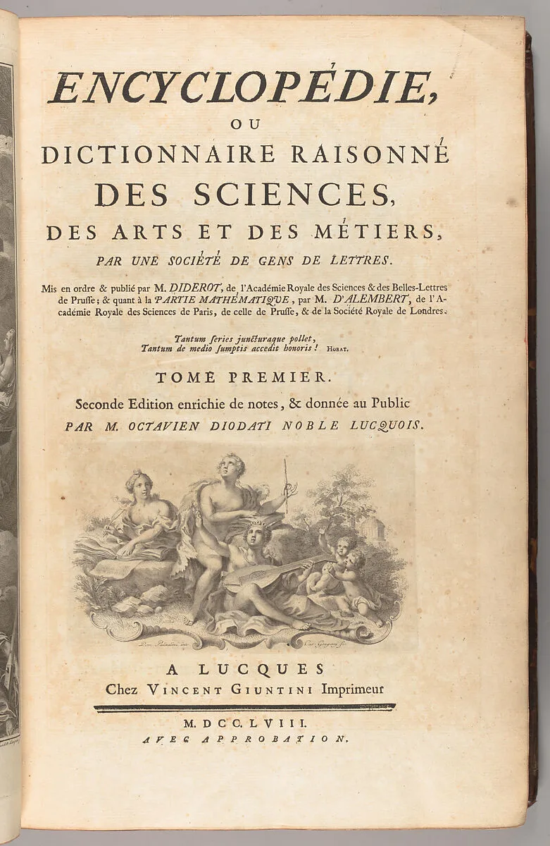 Encyclopédie, ou Dictionnaire raisonné des sciences, des arts et des métiers, par une société de gens de lettres — Ottaviano Diodati|Vincenzo Giuntini|Jean Le Rond d'Alembert|Denis Diderot