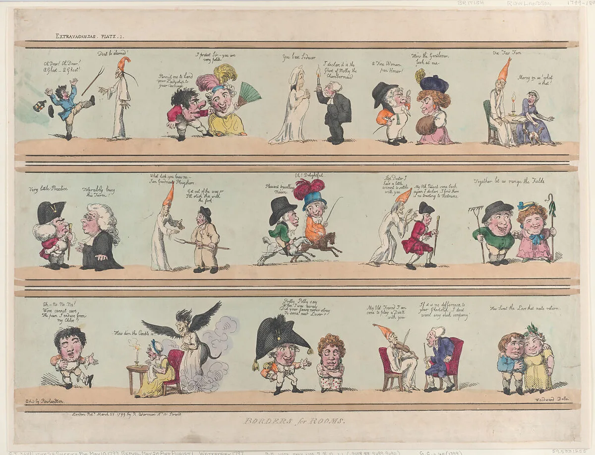 Borders for Rooms, Extravaganzas Plate 1 — Rudolph Ackermann, London|Thomas Rowlandson|George Murgatroyd Woodward