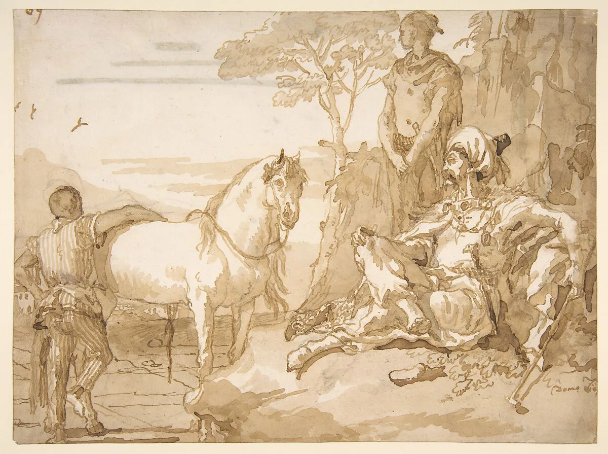 An Oriental Chieftain Resting — Giovanni Domenico Tiepolo