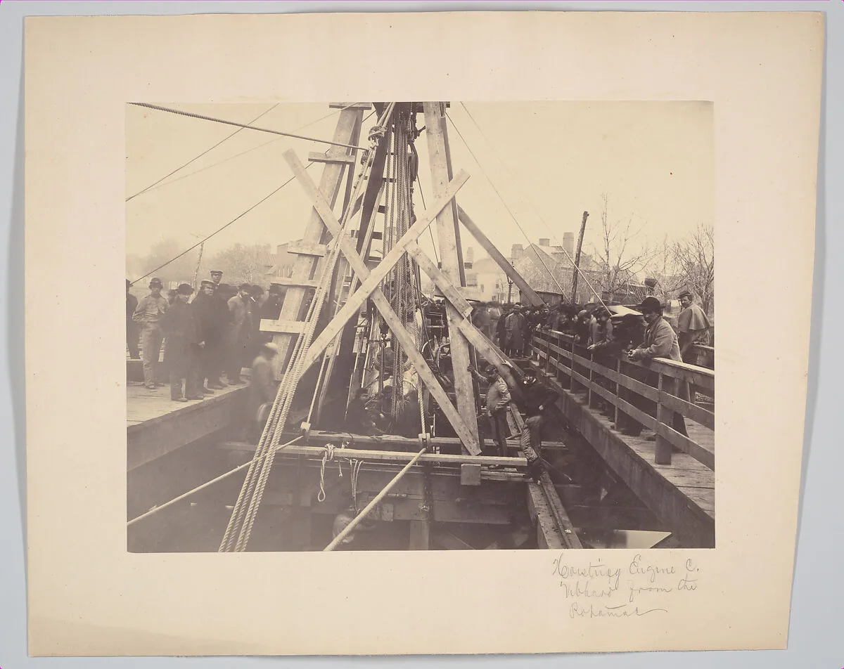 Lifting Engine "Vibbard" from Draw at Long Bridge, March 1864 — Andrew Joseph Russell