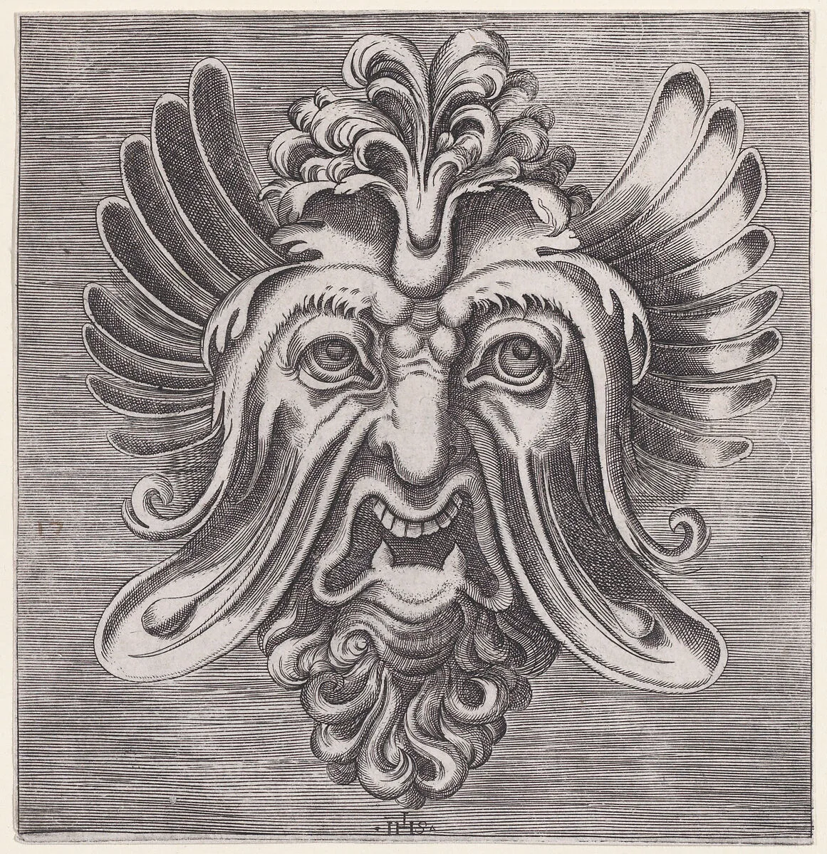 Mask from Libro di Variate Mascare — René Boyvin|Master with the Name of Jesus
