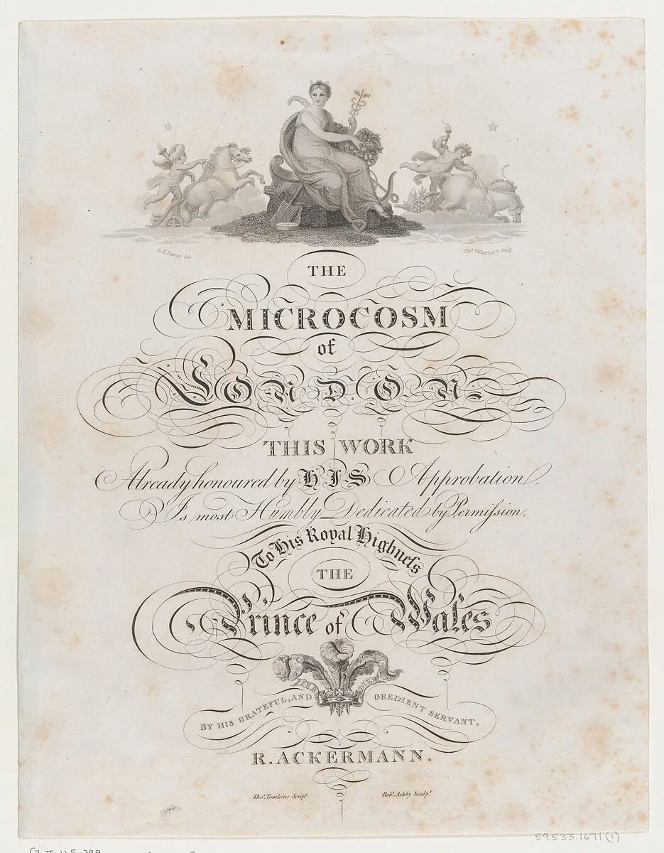 Title Page, The Microcosm of London — Rudolph Ackermann, London|Robert Ashby|Thomas Tomkins