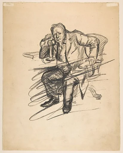 Seated Man on the Telephone (recto); Two Standing Men (verso)