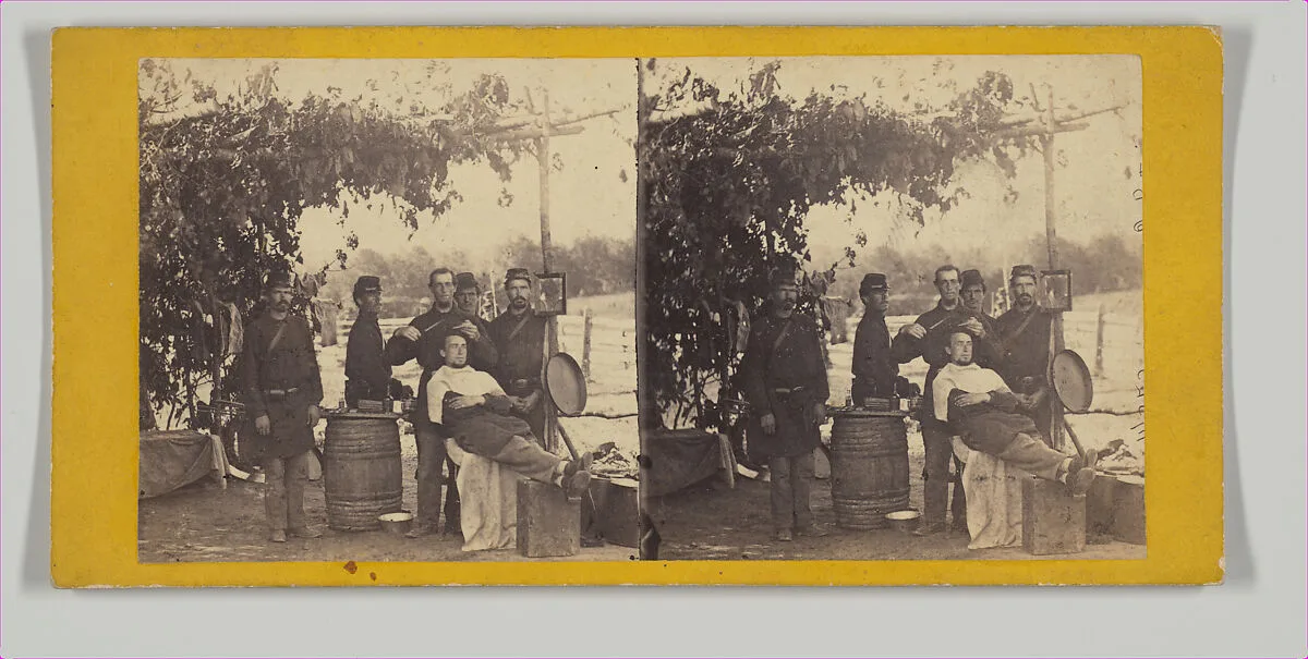 Camp Scenes, Army of the Potomac. The Amateur Barber. — Thomas C. Roche