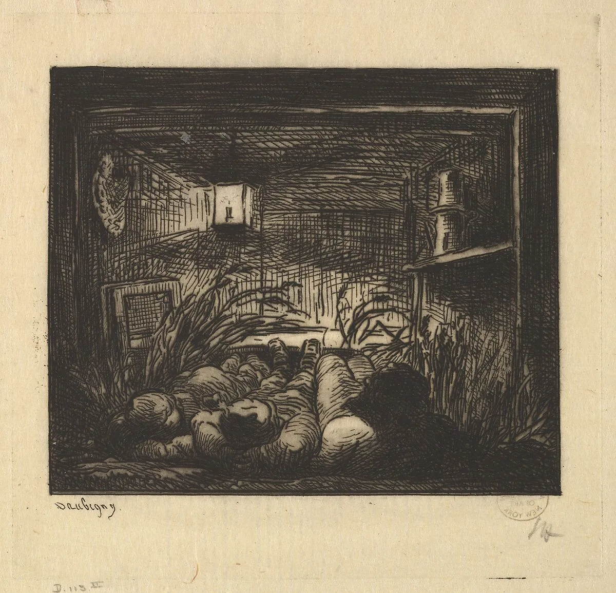 Sleeping on Board the Boat — Charles-François Daubigny