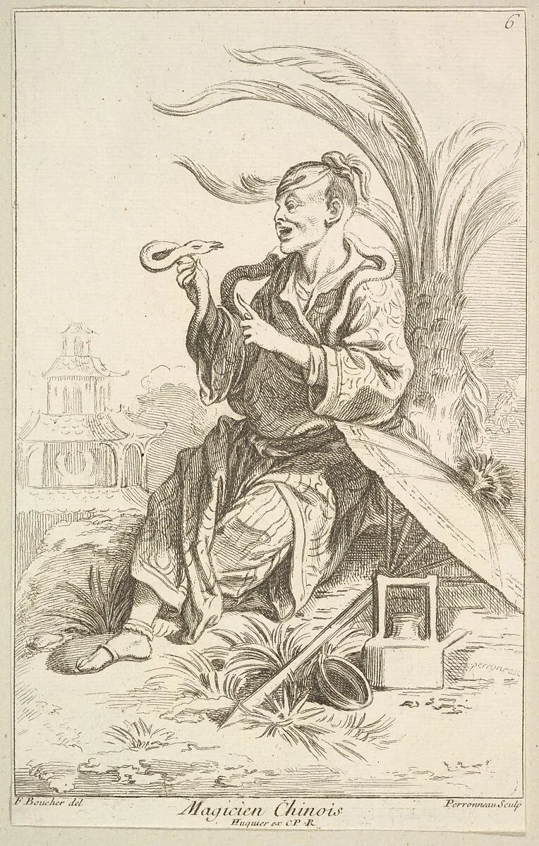 Chinese Magician — Jean-Baptiste Perronneau|François Boucher|Chez Huquier