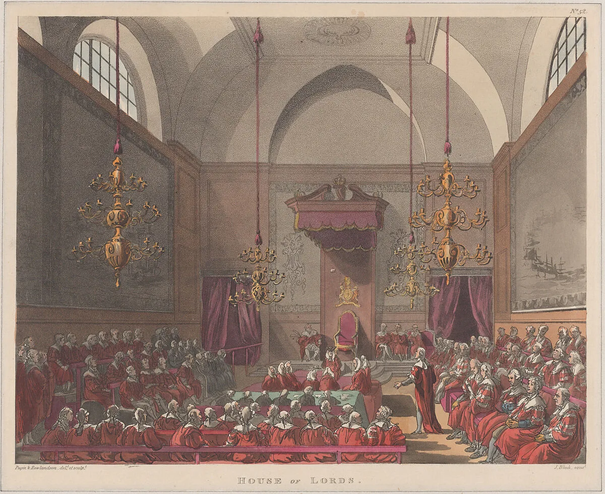 House of Lords — Thomas Rowlandson|Auguste Charles Pugin|John Bluck|Rudolph Ackermann, London