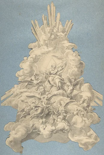 God the Father Surrounded by Angels and the Four Animals, Symbols of the Evangelists