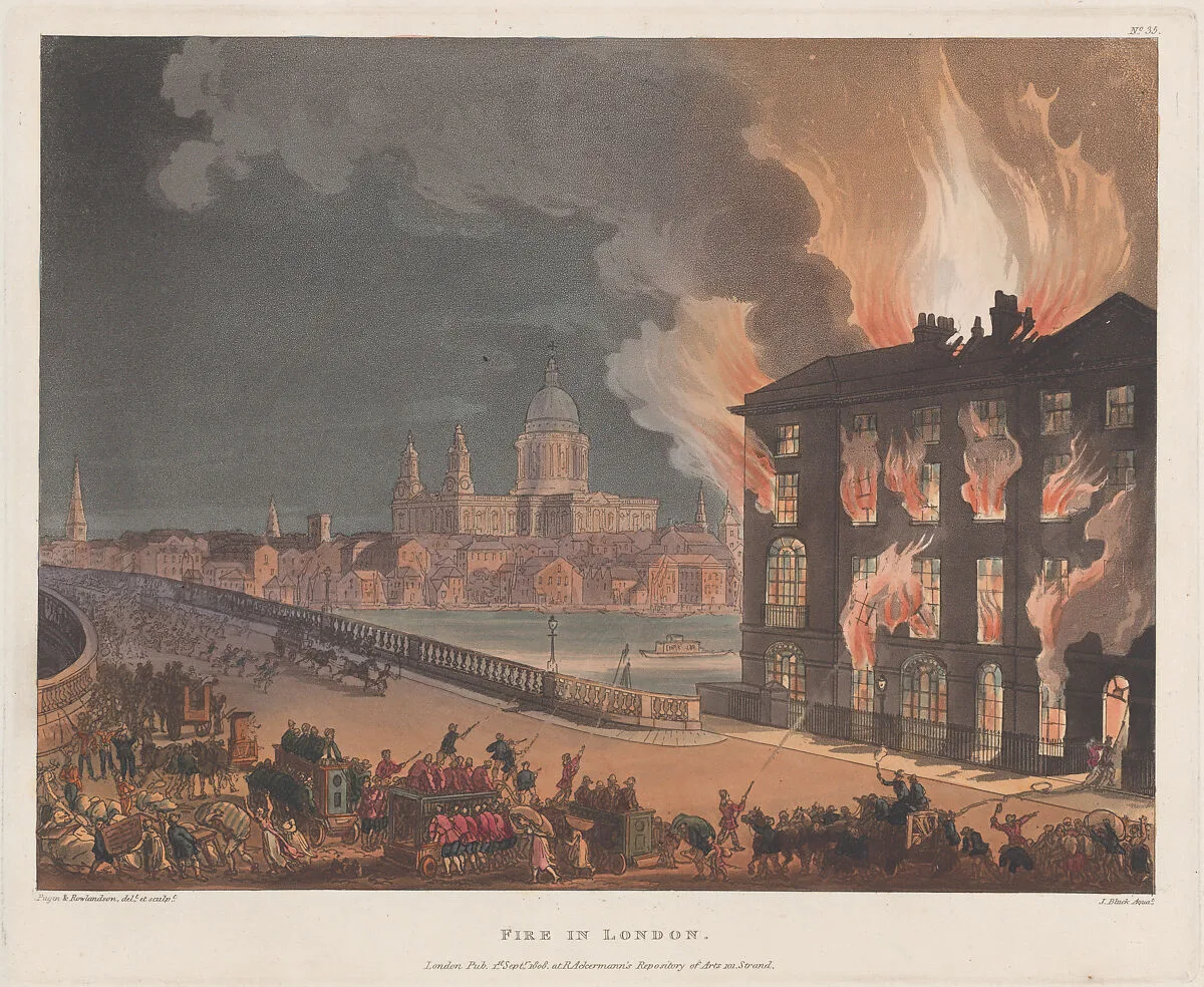 Fire in London — Rudolph Ackermann, London|Auguste Charles Pugin|Thomas Rowlandson|John Bluck