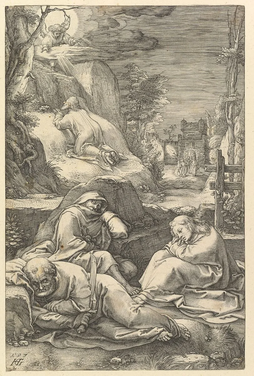 The Agony in the Garden, from "The Passion of Christ" — Hendrick Goltzius