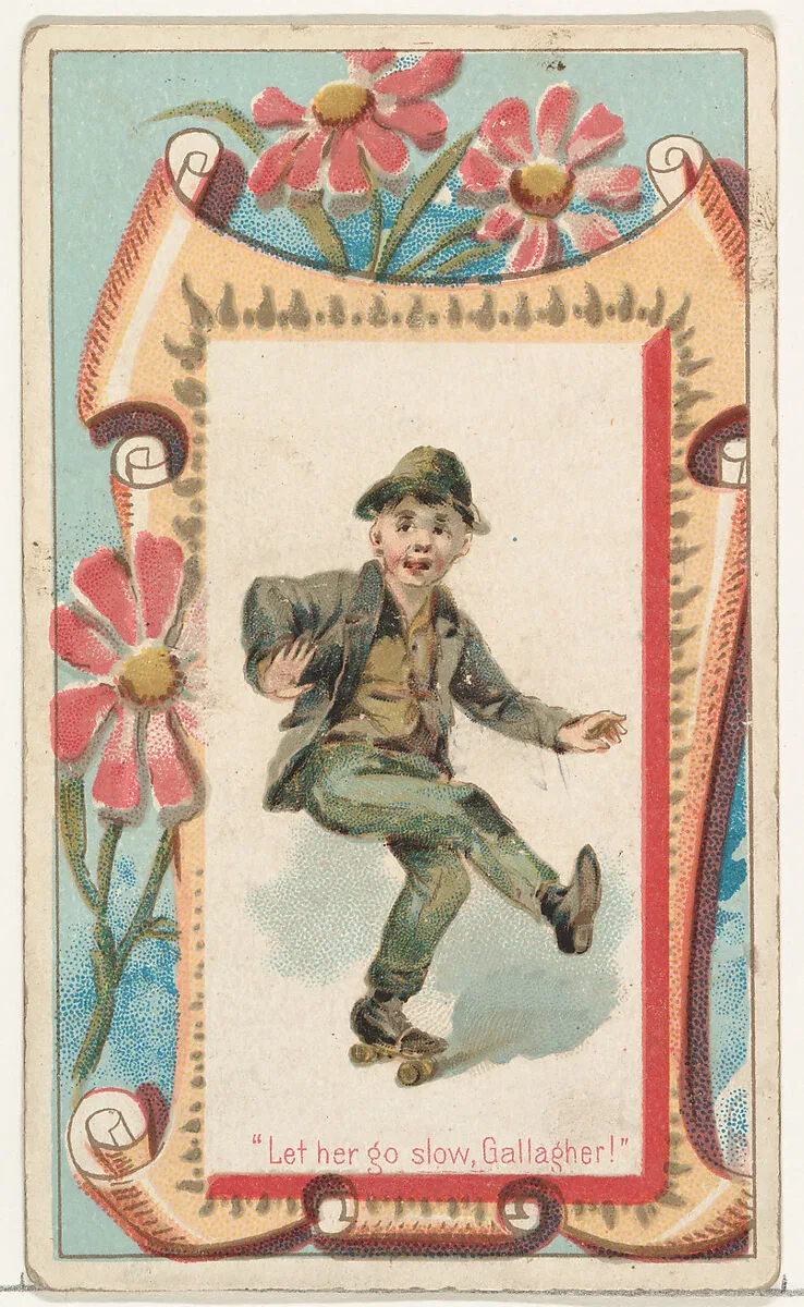 "Let her go slow, Gallagher," from the Terrors of America set (N136) issued by Duke Sons & Co. to promote Honest Long Cut Tobacco — Knapp & Company|W. Duke, Sons & Co.